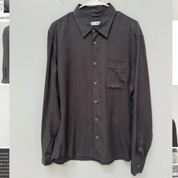 Mango Black Cotton Twill Button Up Shirt in Large - Picture 3 of 9